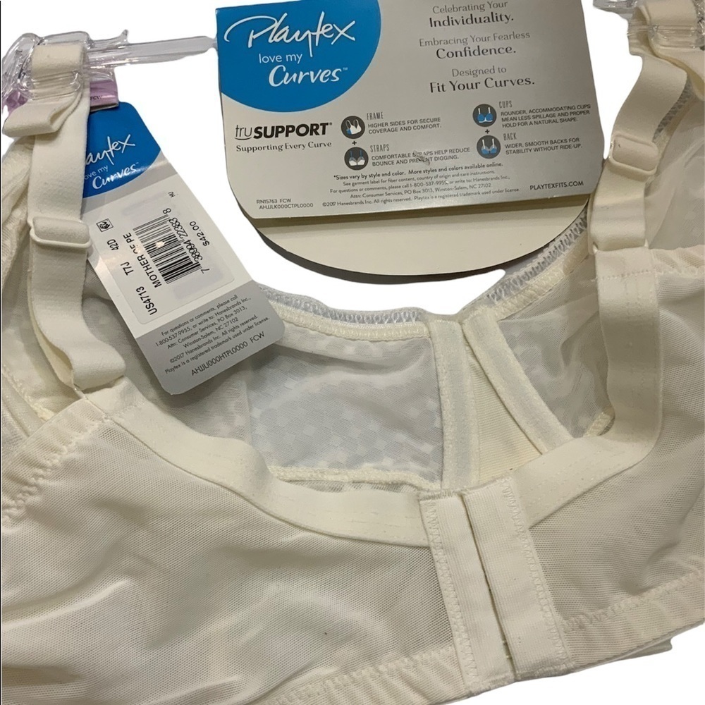 Playtex Bra Love My Curves Modern Unlined Full Coverage Balconette Bra Ivory 42D - Picture 5 of 10